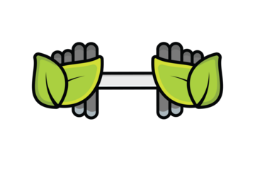 Gym Exercise Dumbbell with Green Leaves vector illustration. Gym fitness icon design concept. Eco fitness with barbell vector logo design. Gym and fitness icon design.