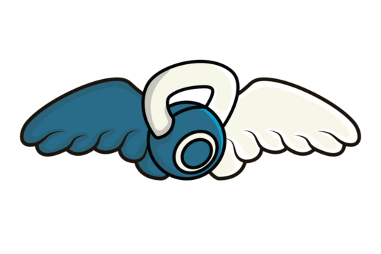 Flying Gym Dumbbell with Bird leaves vector illustration. Gym fitness and birds objects icon concept. Barbell gym logo with wings vector icon. Sport logo for weightlifting gym and fitness club.