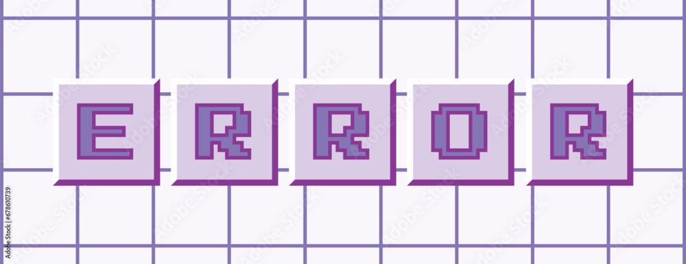 Poster The word error is composed of keyboard buttons in y2k style. Error message. Old computer aesthetics. Vector illustration