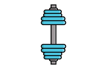 Metal Gym Dumbbell exercise vector icon illustration. Gym fitness icon design concept. Body fitness, Health care, Gym exercise, Gym and fitness, Work out, Fitness workout, Exercise equipment.