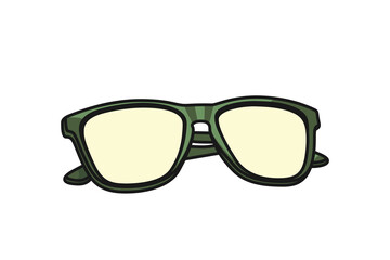 Summer Shiny Green Sun Glasses vector illustration. Summer glasses object icon concept. Summer fashion glasses for motorbike, fashion and traveling.