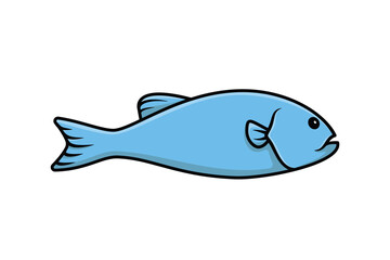 Cute Sea Fish vector icon illustration. Animal fish icon design concept. Sea fish, Sea creature, Sea food, Healthy dish, Dinner dish, Restaurant food.