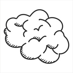 Brain doodle icon vector isolated. Hand-drawn illustration of a human brain. Concept of mind and intelligence.