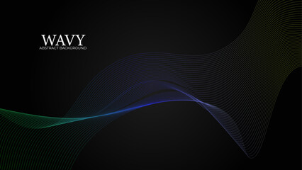 Abstract glowing wave lines on dark background. Dynamic wave pattern. Modern gradient flowing wavy lines. Futuristic technology concept. Suit for banner, poster, brochure, cover,