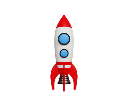 3D business start up concept. Entrepreneurship,  future innovation, vision, fast growth and boost. 3D rocket icon. 3d illustration