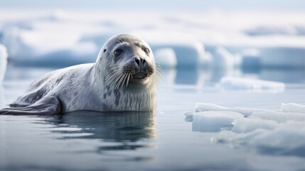 Seals on ice that is about to melt, environment and animals