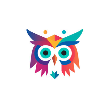 Software consulting business filled gradient logo. Intelligence business value. Owl minimalist abstract icon. Design element. Created with artificial intelligence. Ai art for corporate branding