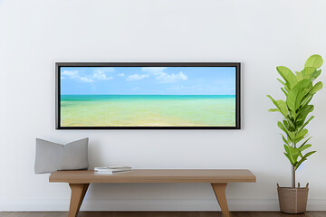 Fototapeta premium Podium Display Home office concept, picture frame mockup