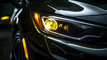 Modern Car Headlight Detail with LED Technology and Turn Signal
