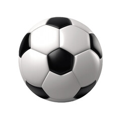 Black and white soccer ball on the white background