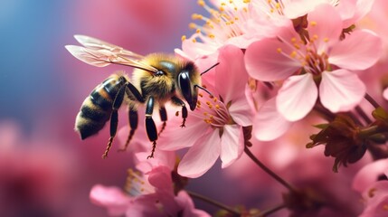 A bumblebee, gathering pollen from a vibrant blossom, a symbiotic relationship in action.