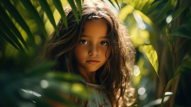 Young woman leaning against tree in forest,Environment concept,