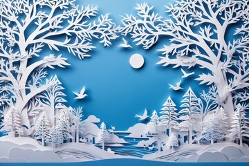 Paper Cuttings Art - Winter Scenery