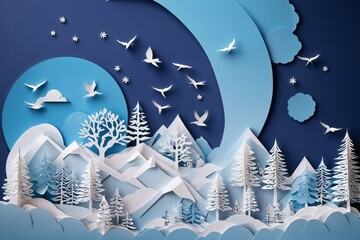 Paper Cuttings Art - Winter Scenery