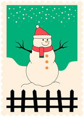 Christmas Snowman Stamp Decoration