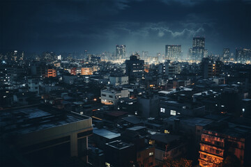 night view of a developed city