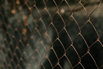 metal grid background, fence texture background, old springs on gray background in perspective