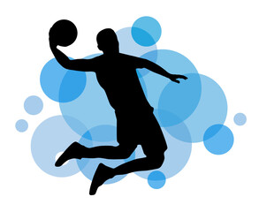 Basketball design sport graphic with basketball player in action and design elements in vector quality.