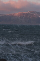 Landscape Iceland Mountains River Glacier Ocean