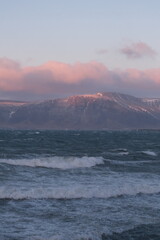 Landscape Iceland Mountains River Glacier Ocean