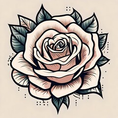 retro vintage flash art of a rose tattoo