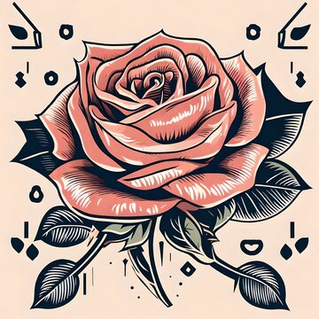 retro vintage flash art of a rose tattoo