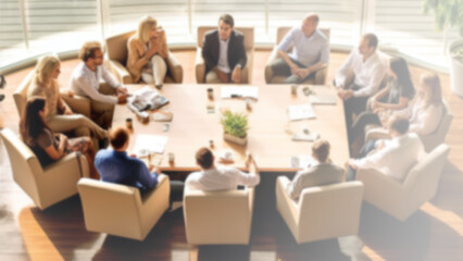 Business men and women talking at a networking event, sharing startup ideas and discussing new innovations at a business conference. Networking background