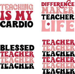 Fototapeta premium teacher retro svg design bundle and digital download