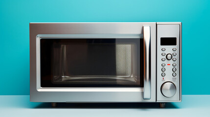 A silver microwave
