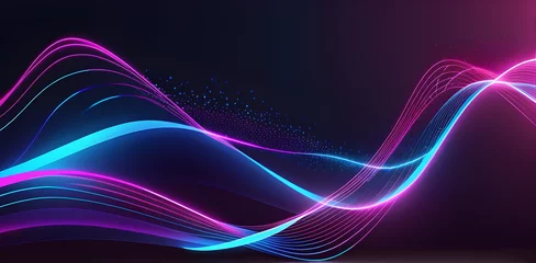 Papier Peint photo autocollant Ondes fractales abstract futuristic background with pink blue glowing neon moving high speed wave lines and bokeh lights. Data transfer concept Fantastic wallpaper