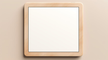 Tablet with a blank screen on a light solid background