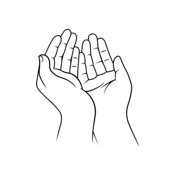 recommend clip art: Raising Hands for Dua Pray. Islamic Traditional Prayer Gesture Line Art. Editable Stroke.