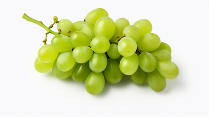 grapes with green grape leaves isolated on white background