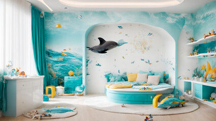 Design of a children's room in a marine style