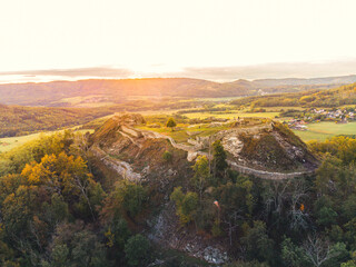 Kalich (Kelchberg in German) is a castle ruin above the village of Trebusin. The castle was founded by the Hussite governor Jan Zizka in 1421.