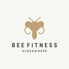 Bee fitness logo template vector illustration design