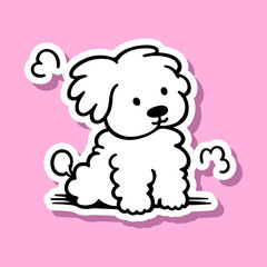 Cute Simple outline line art dog logo on isolated white background design for pet shop, store, vector doodle puppy happy dog doodle face