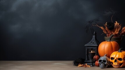 halloween background with pumpkin and ghost