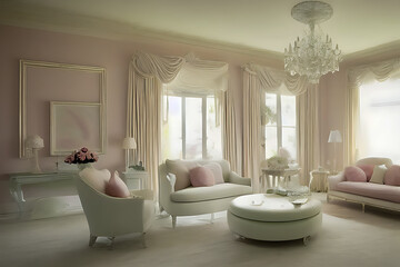 Creative Pastel Color Elegant Drawing Interior Design, Peculiar
