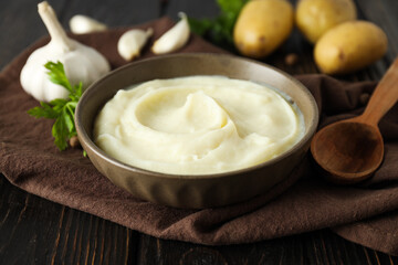 Mashed potatoes, concept of tasty and delicious food