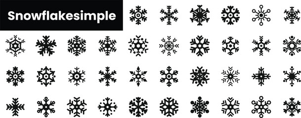 Set of outline snowflakesimple icons