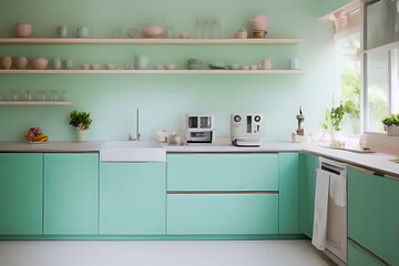 Creative Pastel Color Elegant Kitchen Interior Design, Peculiar