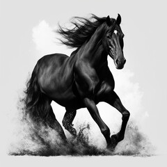 Obraz na płótnie Canvas Portrait of a horse. Wild horse running in the wild
