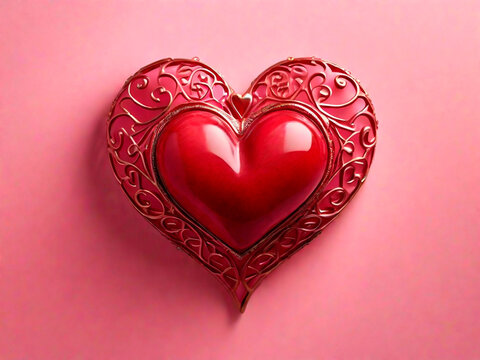 Valentine's day background. Red heart on pink background.IA generativa