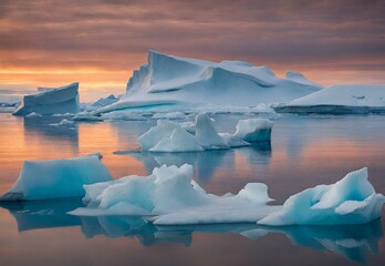 Icy Iridescence: Antarctica's Iceberg Symphony at Dawn.