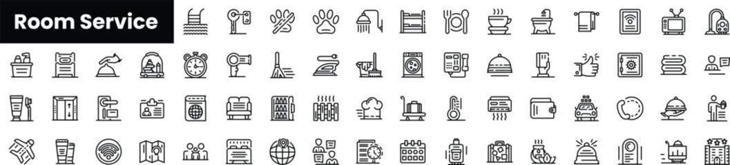 Set of outline room service icons