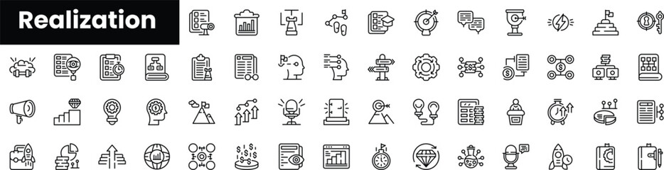 Set of outline realization icons
