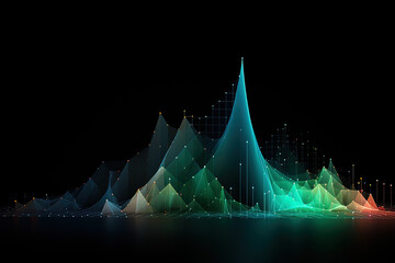 Technological abstract background, data analysis, play of light and shadow, geometric images