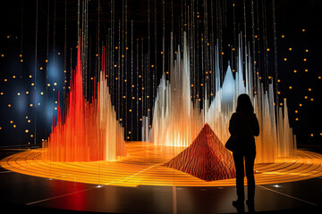 Technological abstract background, data analysis, play of light and shadow, geometric images