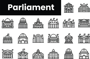 Set of outline parliament icons